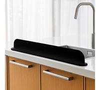 ARQIZ Kitchen Sink Splash Guard Scalable Sink Splatter Baffle Board with Sponge Holder, Water Retaining Board for Household Sink Vegetable And Dish Washing Anti-splash Partition Secure Non-Slip Base
