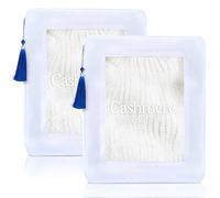 ARQRHTLY 2 Pack Cashmere Protection Pouch, Cotton Sweater Storage Bags with Zippers Tassel and Organza Panel, Breathable Dustproof Clothing Bags Organizer for Wool, Gift for Cashmere Lovers
