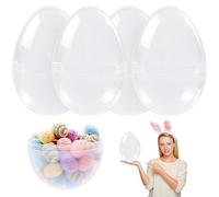 ARQRHTLY 4 Pack 10 Inch Giant Clear Easter Eggs Jumbo Transparent Plastic Fillable Easter Eggs Large Empty Spring Egg Hunt Supplies Basket Stuffers Holiday Display Party Decoration