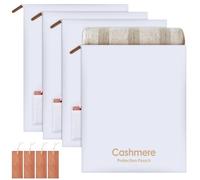 ARQRHTLY 4 Pack Cashmere Storage Bags with 4 Cedar Blocks, Cotton Sweater Garment Storage Pouches with Natural Cedar for Odor Control, Closet Drawer Seasonal Clothing Organizer,17 x 13.5 Inch