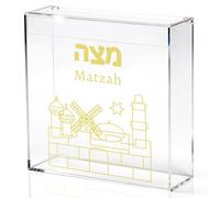ARQRHTLY Acrylic Matzah Box Holder 8 x 8 Inches Clear Passover Matzo Box Decor for Storage and Display Elegant Pesach Seder Matzah Holder for Passover Seder Jewish Holiday Table Decoration (Modern)