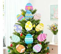 ARQRHTLY Easter Egg Tree Picks 12 Pcs Plastic Ornaments with Sticks Large Colorful Spring Egg Decorations for Easter Tree Topper Vase Planter Ornaments Home Office Party Display 8×5.5 Inch