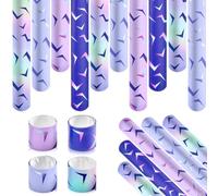 ARQRHTLY Kpop Party Favors, 48 Pcs Kpop Theme Slap Bracelets 4 Styles Shattered Pattern Laser Purple Pink Wristbands for K Pop Birthday Decorations Goodie Bag Fillers Meetup Music Party Supplies