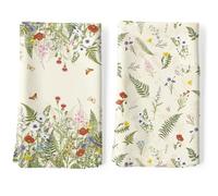 Arquiel 2Pcs Boho Grass Kitchen Tea Towels 100% Cotton Leaves Floral Hand Towels Multiple Uses Quick Dry Dish Cloth for Table, Kitchen Decor, Housewarming Gifts