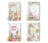 Arquiel 4Pcs Easter Bunny Kitchen Tea Towels 100% Cotton Spring Gnomes Flowers Hand Towels Multiple Uses Quick Dry Dish Cloth for Table, Kitchen Decor, Housewarming Gifts