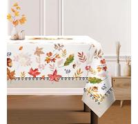 Arquiel Autumn Leaves Tablecloth, Rectangle Squirrel Leaf Table Cloth Waterproof, Wrinkle Resistant Decorative Table Cover for Home Kitchen Parties Thanksgiving, 152x213cm (HX0179B)