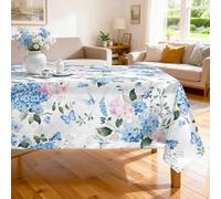 Arquiel Blue Hydrangea Table Cloth Rectangle Machine Washable floral Tablecloth, 152 * 213 cm, Polyester Spring Table Cover for Kitchen Dinner Party Outdoor Decor