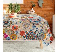 Arquiel Boho Retro Floral Table Cloth Rectangle Machine Washable Tablecloth, 152 * 304 cm, Polyester Rustic Table Cover for Kitchen Dinner Party Outdoor Decor