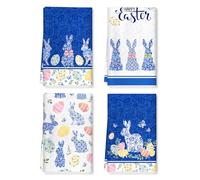 Arquiel Chinoiserie Easter Bunny Kitchen Towels Soft Thick Cotton Blend Hand Towels, 42 x 70 cm Absorbent Dish Cloth for Kitchen Home Decor, Housewarming, Birthday Gifts for Women, Set of 4