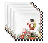 Arquiel Christmas Nutcracker Napkins, 45 cm x 45 cm Dinner Cloth Napkins Set of 4, Washable Cotton Soft Absorbent Square Table Top Decoration for Dining Kitchen Party Wedding
