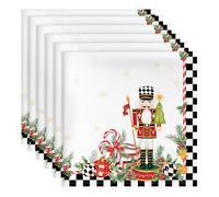 Arquiel Christmas Nutcracker Napkins, 45 cm x 45 cm Dinner Cloth Napkins Set of 6, Washable Cotton Soft Absorbent Square Table Top Decoration for Dining Kitchen Party Wedding