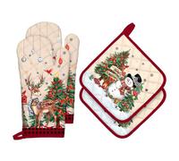 Arquiel Christmas Snowman Oven Gloves Cotton Oven Mitts Kitchen, Set of 4