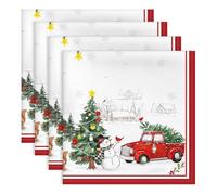 Arquiel Christmas Snowman Pine Tree Napkins, 45 cm x 45 cm Dinner Cloth Napkins Set of 4, Washable Cotton Soft Absorbent Square Table Top Decoration for Dining Kitchen Party Wedding