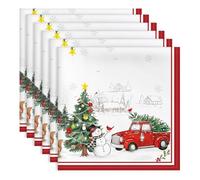 Arquiel Christmas Snowman Pine Tree Napkins, 45 cm x 45 cm Dinner Cloth Napkins Set of 6, Washable Cotton Soft Absorbent Square Table Top Decoration for Dining Kitchen Party Wedding