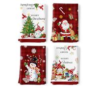 Arquiel Christmas Snowman Tea Towels, Santa Claus Gnome Cotton Kitchen Towel 48 × 70 cm, Quick Drying Dish Cloth for Party Anniversary Holiday Decoration Housewarming
