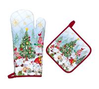 Arquiel Christmas Winter Gnomes Oven Mitts and Pot Holders -100% Cotton, Heat Resistant Extra Long Oven Gloves & Hot Pads for Cooking BBQ Grilling Baking Gift, Set of 2