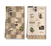 Arquiel Coffee Microfiber Kitchen Towel 2Pcs, 40 × 60 cm Soft Absorbent Tea Towels, Thick Dish Cloth for Party Picnic Wedding Outdoor Dining Decor