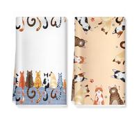 Arquiel Cute Cat Microfiber Kitchen Towels, Gift for Cat Lovers, Soft Absorbent Hand Towel 40 × 60 cm, Thick Dish Cloth for Party Anniversary Holiday Decoration Housewarming Gifts