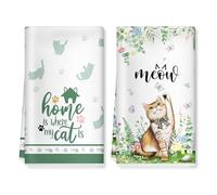 Arquiel Cute Cat Spring Summer Microfiber Kitchen Towels, Soft Absorbent Hand Towel 40 × 60 cm, Thick Dish Cloth for Party Anniversary Holiday Decoration Housewarming Gifts