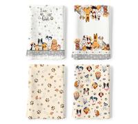 Arquiel Cute Dogs Tea Towels, Cotton Kitchen Towel 48 x 70CM, Quick Drying Dish Cloth for Party Anniversary Holiday Decoration, Gift for Dog Lovers