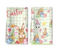 Arquiel Easter Bunny Gnome Microfiber Kitchen Towel 2Pcs, 40 × 60 cm Soft Absorbent Tea Towels, Thick Dish Cloth for Party Picnic Wedding Outdoor Dining Decor