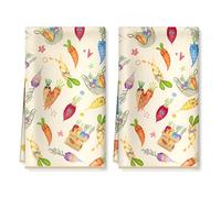 Arquiel Easter Carrot Cat Kitchen Towel Soft Thick Cotton Blend Hand Towels, 40 × 60 cm Absorbent Dish Cloth for Kitchen Home Decor, Housewarming Gifts for Cat Lover