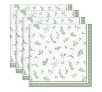 Arquiel Eucalyptus Leaf Print Cloth Napkins 100% Cotton, 18" X 18" Dinner Napkins Cloth Set, Washable Napkins for Home, Kitchen, Dinner, Party, Wedding, Cocktail, Set of 4