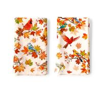 Arquiel Fall Bird Maple Leaf Tea Towels, Cotton Kitchen Towel 48 × 70 cm, Quick Drying Dish Cloth for Thanksgiving Party Anniversary Holiday Decoration Housewarming Gifts