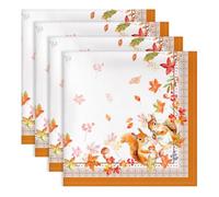 Arquiel Fall Leaf Squirrels Print Cloth Napkins 100% Cotton, 18" X 18" Dinner Napkins Cloth Set, Washable Napkins for Home, Kitchen, Dinner, Party, Wedding, Cocktail, Set of 4