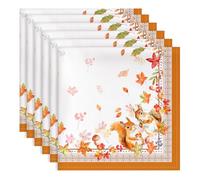 Arquiel Fall Leaf Squirrels Print Cloth Napkins 100% Cotton, 18" X 18" Dinner Napkins Cloth Set, Washable Napkins for Home, Kitchen, Dinner, Party, Wedding, Cocktail, Set of 6
