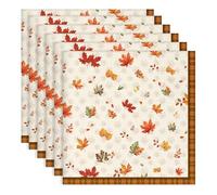 Arquiel Fall Leaf Vintage Print Cloth Napkins 100% Cotton, 18" X 18" Dinner Napkins Cloth Set, Washable Napkins for Home, Kitchen, Dinner, Party, Wedding, Cocktail, Set of 6