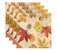Arquiel Fall Maple Leaf Napkins, 45 cm x 45 cm Dinner Cloth Napkins Set of 4, Washable Cotton Soft Absorbent Square Table Top Decoration for Thanksgiving Dining Kitchen Party Wedding