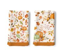 Arquiel Fall Pumpkin Maple Leaf Tea Towels, Cotton Kitchen Towel 48 × 70 cm, Quick Drying Dish Cloth for Thanksgiving Party Anniversary Holiday Decoration Housewarming Gifts