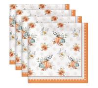 Arquiel Fall Pumpkins Print Cloth Napkins 100% Cotton, 18" X 18" Dinner Napkins Cloth Set, Washable Napkins for Home, Kitchen, Dinner, Party, Wedding, Cocktail, Set of 4