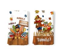 Arquiel Fall Thanksgiving Cute Turkey Tea Towels, Cotton Kitchen Towel 48 × 70 cm, Quick Drying Dish Cloth for Party Anniversary Holiday Decoration Housewarming Gifts