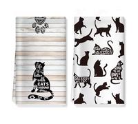 Arquiel Funny Black Cats Microfiber Kitchen Towels, Soft Absorbent Hand Towel 40 × 60 cm, Thick Dish Cloth for Party Anniversary Holiday Decoration Housewarming Gifts