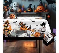 Arquiel Halloween Ghost Pumpkin Tablecloth Waterproof, Bat Black Cats Table Cloth Rectangle, Washable Table Cover for Halloween Party Home Kitchen Decoration (140x180cm)