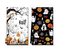 Arquiel Halloween Pumpkins Microfiber Kitchen Towels, Soft Absorbent Bat Boo Black Hand Towel 40 × 60 cm, Thick Dish Cloth for Halloween Party Holiday Decoration Housewarming Gifts