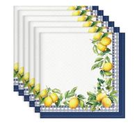 Arquiel Lemon Green Leaf Print Cloth Napkins 100% Cotton, 18" X 18" Dinner Napkins Cloth Set, Washable Napkins for Home, Kitchen, Dinner, Party, Wedding, Cocktail, Set of 6