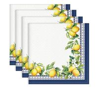 Arquiel Lemon Green Leaf Print Cloth Napkins 100% Cotton, 18" X 18" Dinner Napkins Cloth Set, Washable Napkins for Home, Kitchen, Dinner, Party, Wedding, Cocktail, Set of 4