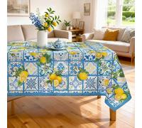 Arquiel Lemons Tablecloth Washable Rectangle Blue, 152.4x264.16 cm