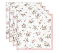 Arquiel Pink Floral Rose Print Cloth Napkins 100% Cotton, 18" X 18" Dinner Napkins Cloth Set, Washable Napkins for Home, Kitchen, Dinner, Party, Wedding, Cocktail, Set of 4