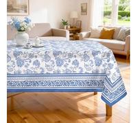 Arquiel Rustic Blue Floral Tablecloth Waterproof, Classic French Country Table Cloth Rectangle Stain Resistant, Washable Table Cover for Home Kitchen Dining Party Decoration (152x304cm)