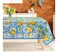 Arquiel Spring Summer Italian Lemons Table Cloth Rectangle Machine Washable Lemon Tablecloth, 152 * 213 cm, Polyester Table Cover for Kitchen Dinner Party Outdoor Decor