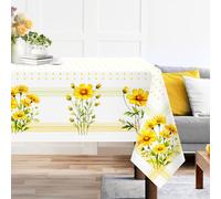 Arquiel Spring Summer Tablecloth 60×120 inch, Waterproof Daisy Floral Tablecloth Washable, Stain Resistant Cloth Table Cover for Party Picnic Dinner Decor (Daisy)