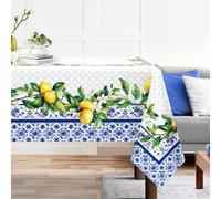 Arquiel Spring Summer Tablecloth, Retangle Vintage Lemon Tablecloth Waterproof, Stain Resistant Cloth Table Cover for Party Picnic Dinner Décor(152x213cm)