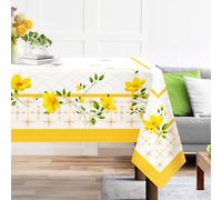 Arquiel Spring Summer Tablecloth, Retangle Yellow Wildflower Tablecloth Waterproof, Stain Resistant Cloth Table Cover for Party Picnic Dinner Décor(152x213cm)