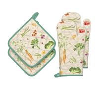 Arquiel Vegetables Oven Mitts and Pot Holders Sets 4Pcs, 100% Cotton Heat Resistant, Extra Long Oven Gloves Potholder for Kitchen Cooking Baking Housewarming
