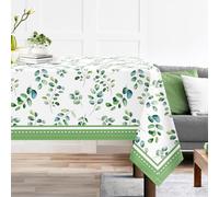 Arquiel Watercolor Eucalyptus Leaf Tablecloth Waterproof, Green Plant Bordered Rectangle Table Cloth, Washable Table Cover For Kitchen Dining Party Decor(152×213cm)