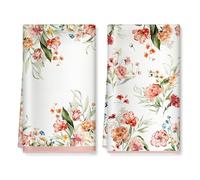 Arquiel Watercolor Flowers Microfiber Kitchen Towels, Soft Absorbent Pink Floral Hand Towel 40 × 60 cm, Thick Dish Cloth for Party Anniversary Holiday Decoration Housewarming Gifts